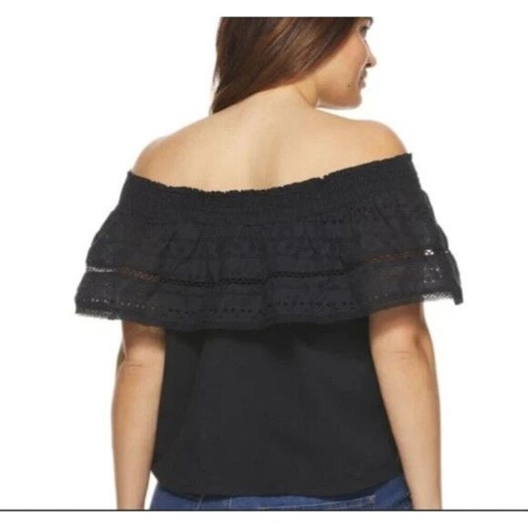 Sofia Vergara Black Eyelet Ruffled Off The Shoulder Top Plus 3X - Picture 1 of 8